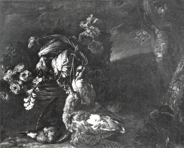 Fototeca del Polo museale della Campania — Vitali Candido - sec. XVIII - Natura morta con selvaggina e cesto di fiori e ortaggi — insieme
